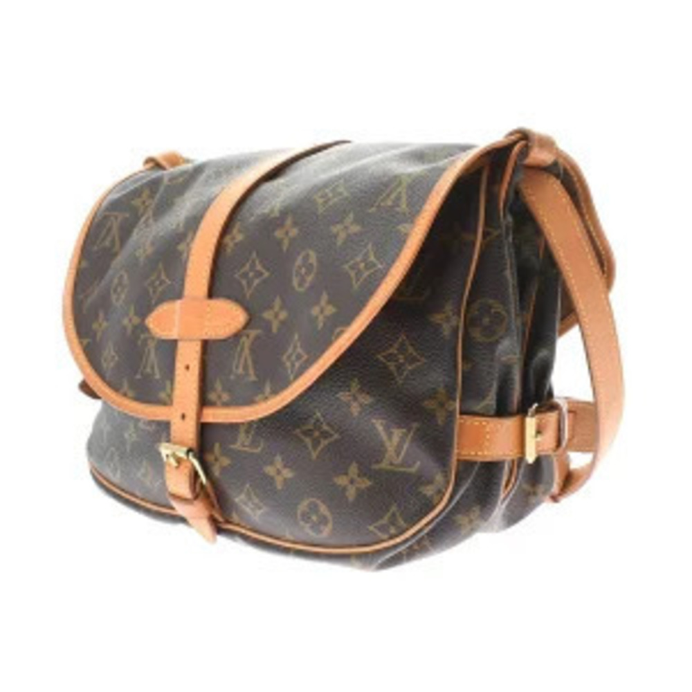 Louis Vuitton Shoulder Brown Bag Monogram Saumur Canvas